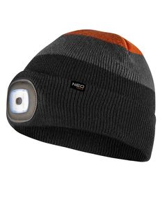 Шапка с фонариком WARM NEO черно-серо-оранжевая, фото  | SNABZHENIE.com.ua