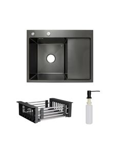 Комплект Lidz H6350BR: интегрированная мойка с дозатором и корзиной BlackPVD, фото  | SNABZHENIE.com.ua