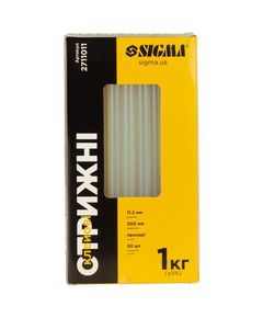 Клеевые стержни 11.2x200мм, 50шт, 1кг, прозрачные SIGMA, фото  | SNABZHENIE.com.ua