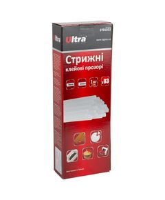 Клеевые стержни 8x300 мм, 83 шт, 1 кг, прозрачные, ULTRA, фото  | SNABZHENIE.com.ua