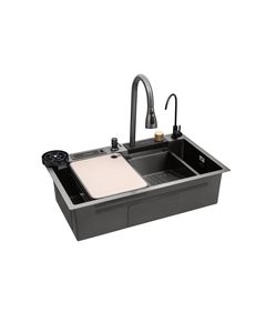 Кухонна мийка Kroner KRP Schwarze - SET7545NB PVD (3.0/0.8 мм), фото  | SNABZHENIE.com.ua