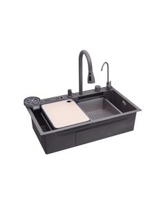 Кухонна мийка Kroner KRP Schwarze - SET7545NG PVD (3.0/0.8 мм), фото  | SNABZHENIE.com.ua