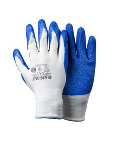 Перчатки трикотажні з частковим латексним покриттям кринкл р9 (сині, манжет) SIGMA, фото  | SNABZHENIE.com.ua
