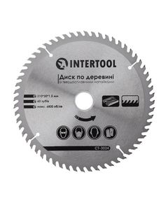 Пильный диск по дереву 210x30 мм, 60 зубьев, INTERTOOL CT-3024, фото  | SNABZHENIE.com.ua
