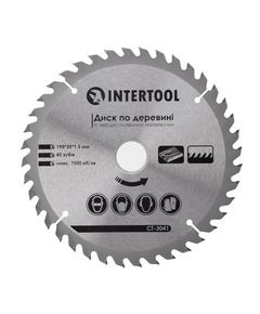 Пильный диск по дереву 190x30x1,5 мм, 40 зубьев INTERTOOL CT-3041, фото  | SNABZHENIE.com.ua