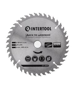 Пильний диск по дереву 180x22 мм, 40 зубів INTERTOOL CT-3043, фото  | SNABZHENIE.com.ua