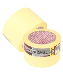 Жовта малярна стрічка 72мм, 40м INTERTOOL DM-7240, фото  | SNABZHENIE.com.ua
