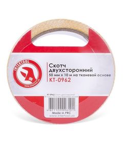 Двухсторонний тканевый скотч 50 мм х 10 м INTERTOOL KT-0962, фото  | SNABZHENIE.com.ua