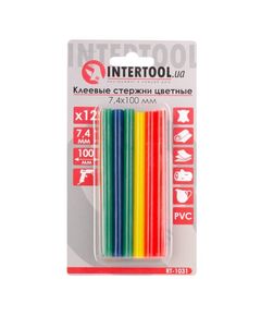 Комплект цветных клеевых стержней 7.4 мм, 12 шт, INTERTOOL RT-1031, фото  | SNABZHENIE.com.ua