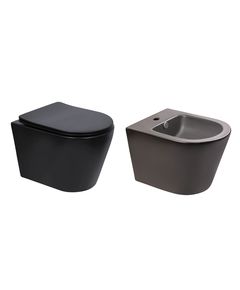 Комплект Qtap Scorpio Matt Black 2 в 1: Унитаз подвесной Ultra Quiet + биде подвесное, фото  | SNABZHENIE.com.ua