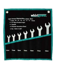 Набор трещоточных ключей Whirlpower 10-19мм, 7 шт., чехол 1244-11-B07, фото  | SNABZHENIE.com.ua