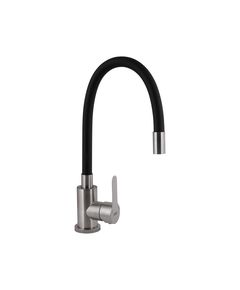 Смеситель для кухни Brinex Pure 015F3 с гибким изливом Никель/Чёрный, фото  | SNABZHENIE.com.ua
