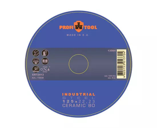 Круг шлифовальный лепестковый 125 x 22,23 мм PROFITOOL Industrial CERAMIC 80 (72038)