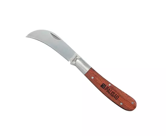 Нож садовый копулировочный 170 мм, складной, изогнутое лезвие, деревянная рукоятка PALISAD (79001P), фото  | SNABZHENIE.com.ua