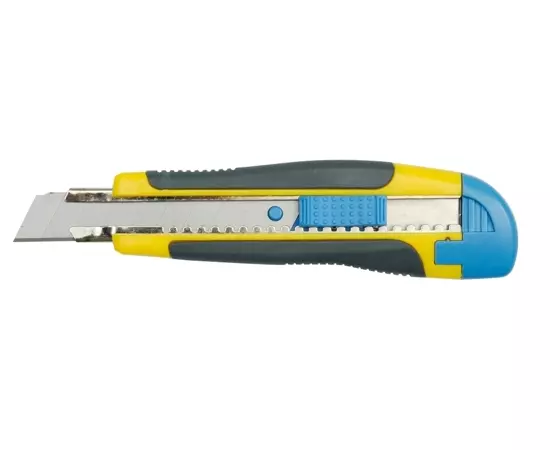 Нож VOREL с выдвижным лезвием с отламывающиеся сегментам, М = 18 мм, прорезиненный корпус (VO-76182), фото  | SNABZHENIE.com.ua
