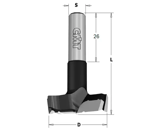 Сверло левое чашечное Xtreme со стружколомом 26 x 57,5 мм, хвостовик 10 мм CMT (317.260.42), фото  | SNABZHENIE.com.ua