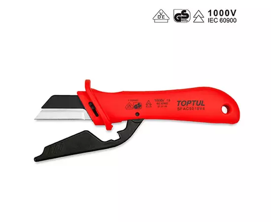 Нож кабельный изолированный 1000V VDE со сменным лезвием TOPTUL (SFAC5018V4), фото  | SNABZHENIE.com.ua