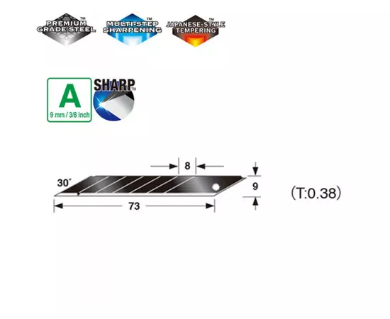 Лезвия сегментные 9мм TAJIMA Acute Angle Razar Black Blades CB39RB угол наклона 30°, 10 шт. (CB39RB), фото  | SNABZHENIE.com.ua