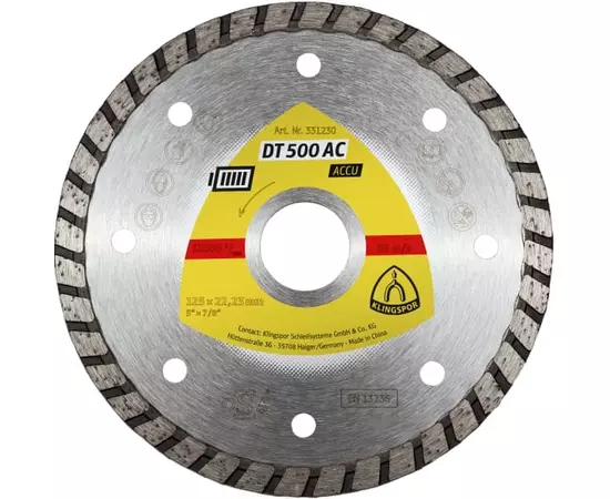 Алмазный диск KLINGSPOR DT 500 AC ACCU 125 x 1,9 x 22,23 мм, для строительных материалов, бетон (331230KLPR), фото  | SNABZHENIE.com.ua