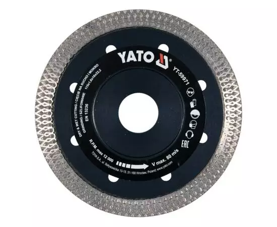 Диск алмазний відрізний, 115 x 1,6 x 10 x 22,2 мм YATO (YT-59971), фото  | SNABZHENIE.com.ua