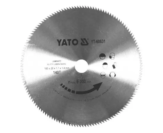 Диск пильный по ламинированным плитам, ламинату 185 x 1.7 x 20 мм, 140 зубьев YATO (YT-60631), фото  | SNABZHENIE.com.ua