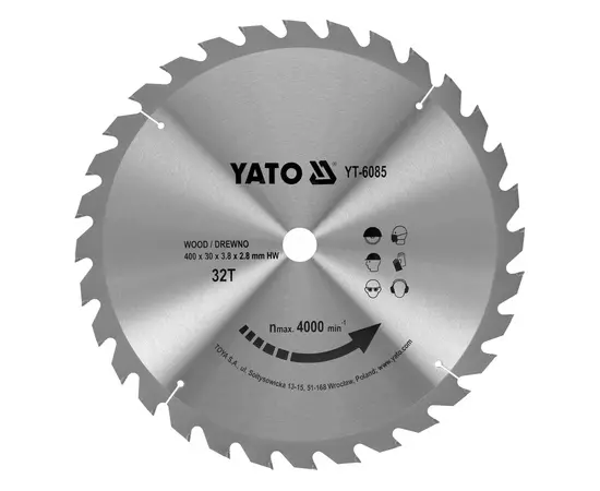 Диск пильний переможний по дереву 400 х 30 x 3.8 x 2.8 мм, 32 зуби YATO (YT-6085), фото  | SNABZHENIE.com.ua