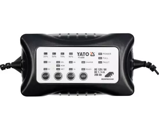 Зарядний пристрій YATO 6/12 V, 1-4 А, 200 Ah (YT-8300), фото  | SNABZHENIE.com.ua