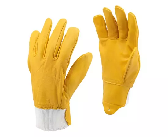 Перчатки рабочие желтые с текстильной стяжкой YATO кожа, размер 10 (YT-74650), фото  | SNABZHENIE.com.ua