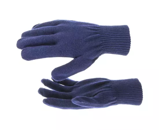 Перчатки трикотажные, акрил, синий, двойная манжета СИБРТЕХ (68675C), фото  | SNABZHENIE.com.ua