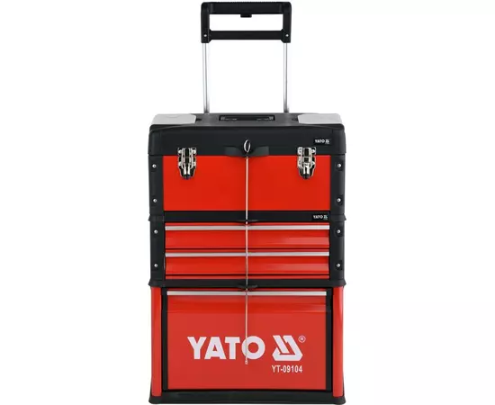Чемодан-тележка с инструментами YATO 3 секции, на 2-х колесах с выдвижной ручкой, 78 шт (YT-09104), фото  | SNABZHENIE.com.ua