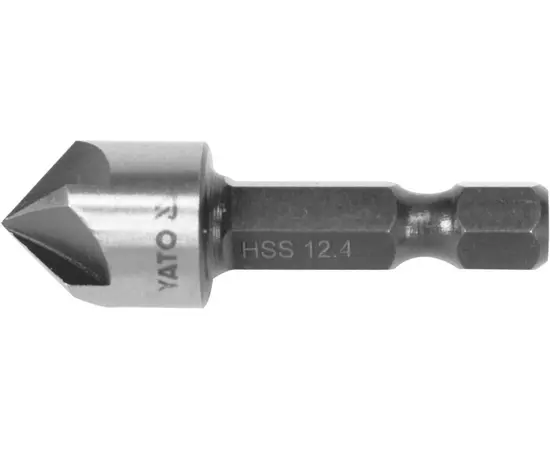 Зенкер конічний по металу YATO HSS, 12.4 мм, l = 40 мм, 5 кромок, HEX 1/4" (YT-44724), фото  | SNABZHENIE.com.ua