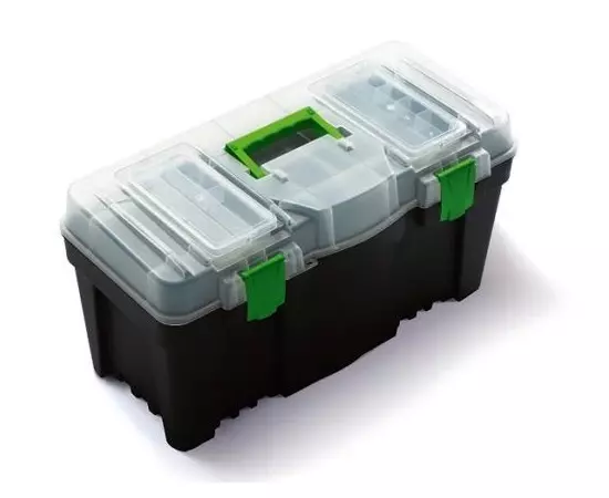 Ящик для інструментів з органайзером у кришці "Green box 22" пластиковий VIROK 550 х 267 х 270 мм (79V222), фото  | SNABZHENIE.com.ua