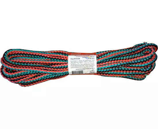 Мотузка господарська Веселка VIROK, 6 мм х 10 м, г/н = 90 кгс, поліпропіленова, з серцевиною (87V106), фото  | SNABZHENIE.com.ua