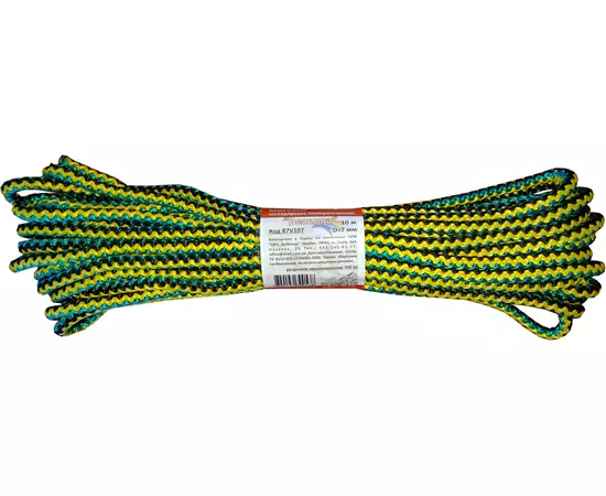 Мотузка господарська Веселка VIROK, 7 мм х 10 м, г/н = 100 кгс, поліпропіленова, з серцевиною (87V107), фото  | SNABZHENIE.com.ua