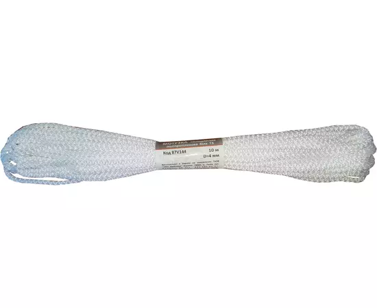 Веревка хозяйственная Тип 3 VIROK, 4 мм Х 10 м, г/н = 53 кгсм, полипропиленовая, без сердцевин, белая (87V144), фото  | SNABZHENIE.com.ua