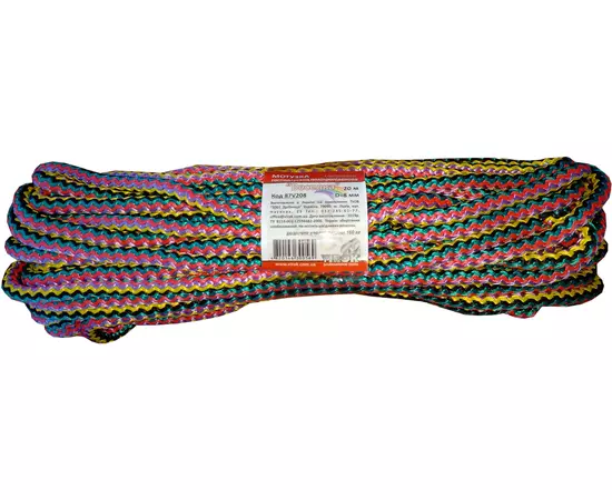 Мотузка господарська Веселка VIROK, 8 мм х 20 м, г/н = 160 кгс, поліпропіленова, з серцевиною (87V208), фото  | SNABZHENIE.com.ua