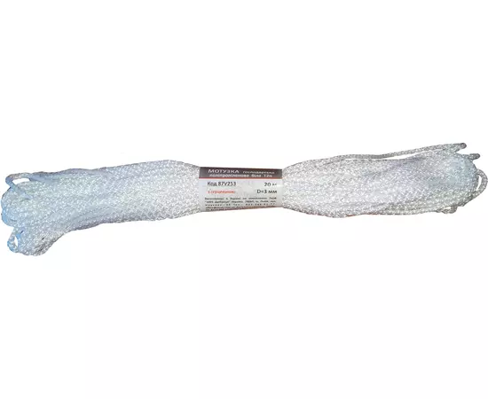 Мотузка господарська Тип 2н VIROK, 3 мм х 20 м, г/н = 50 кгс, поліпропіленова, з серцевиною, біла (87V253), фото  | SNABZHENIE.com.ua