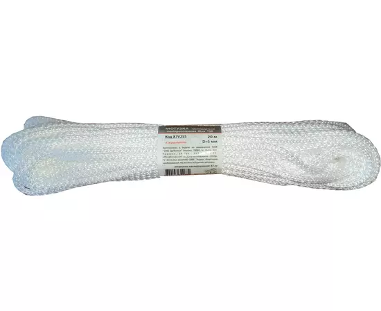 Мотузка господарська Тип 10 VIROK, 5 мм х 20 м, г/н = 93 кгс, поліпропіленова, з серцевиною, біла (87V255), фото  | SNABZHENIE.com.ua