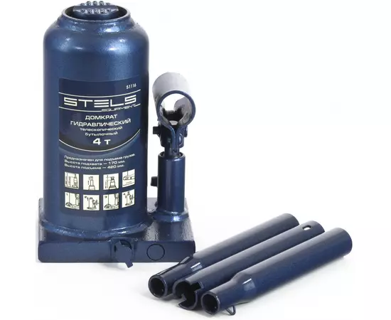 Домкрат гідравлічний пляшковий телескопічний, 4 т, h підйому 170 – 420 мм STELS (51116S), фото  | SNABZHENIE.com.ua