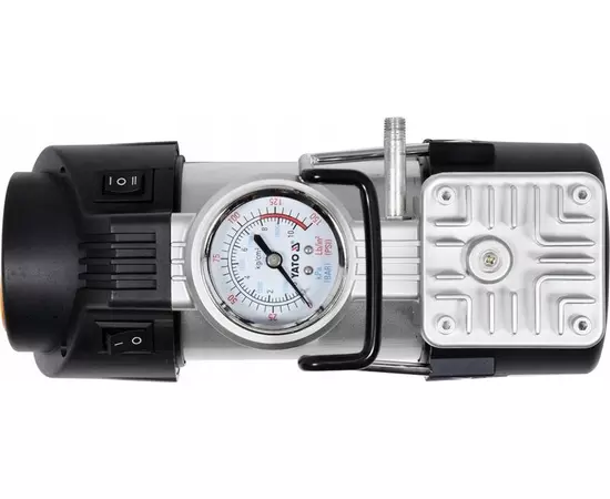 Автомобільний компресор YATO 12 В, 180 Вт, тиск 1 MПа, 40 л/хв, шланг 1 м, кабель 3 м + ліхтар LED (YT-73460), фото  | SNABZHENIE.com.ua