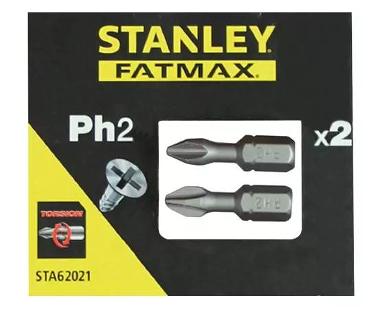 Набір насадок викруткових STANLEY PH2, 25 мм, 2 шт. (STA61021-XJ), фото  | SNABZHENIE.com.ua