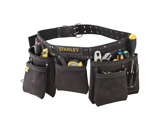 Пояс двойной STANLEY для ношения инструментов, кожаный ремень с охватом 84 до 133 см (STST1-80113), фото  | SNABZHENIE.com.ua