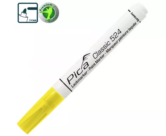 Жидкий промышленний маркер Pica Classic 524/44 Industry Paint Marker, жёлтый (524/44PICA), фото  | SNABZHENIE.com.ua