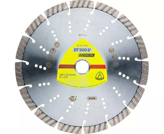 Алмазний відрізний диск для бетону, армованого бетону та пісчаника DT 900 U Special 230 x 2,6 x 22,23 мм Klingspor (325045KLPR), фото  | SNABZHENIE.com.ua