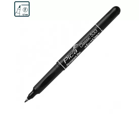 Маркер перманентний Pica Classic 533/46 Permanent Pen FINE, ультратонкий чорний 0,7мм (533/46PICA), фото  | SNABZHENIE.com.ua