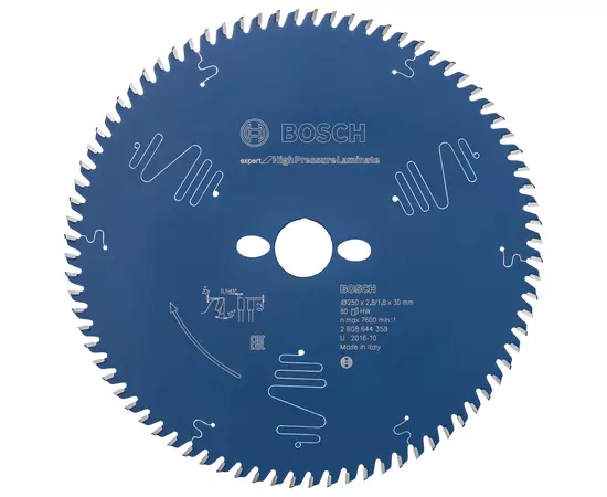 Пильний диск 250 x 30 мм (з кільцем 25,4 мм), 80 T по ламінату Expert for High Pressure Laminate BOSCH (2608644359), фото  | SNABZHENIE.com.ua