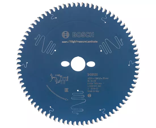 Пильный диск 254 x 30 мм (с кольцом 25,4 мм), 80 T по ламинату Expert for High Pressure Laminate BOSCH (2608644360), фото  | SNABZHENIE.com.ua