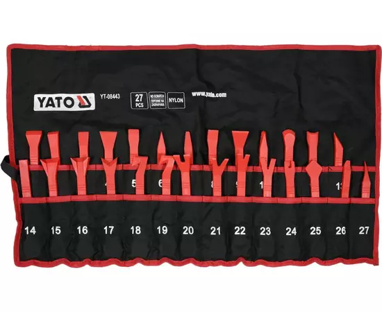 Съемники для демонтажа обивки автомобильного салона YATO нейлон, 27 шт (YT-08443), фото  | SNABZHENIE.com.ua