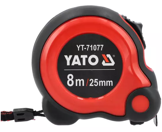 Рулетка YATO L = 8 м x 25 мм, сталевою стрічкою, нейлоновим покриттям, подвійним блокуванням (YT-71077), фото  | SNABZHENIE.com.ua