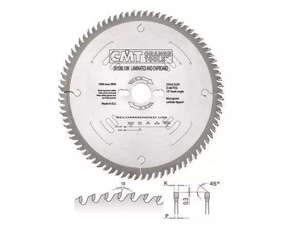 Пильный диск 190 х 20 мм, Z 54 по ЛДСП CMT (281.190.54FF), фото  | SNABZHENIE.com.ua